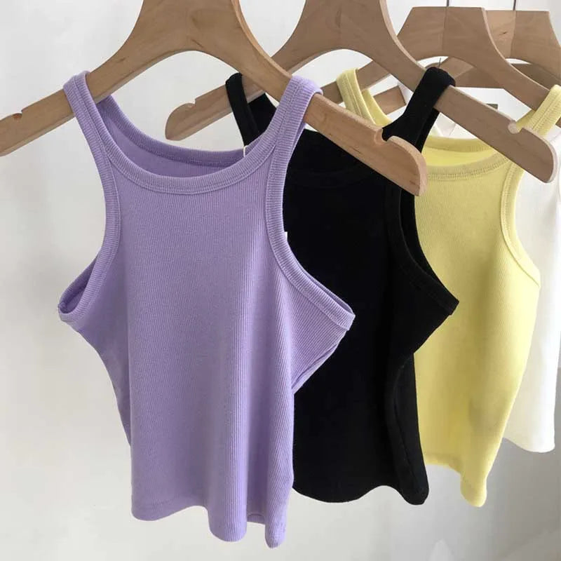 2025 Women Tank Tops Sexy Cropped Top Female Women Summer Camisole Camis Black White Sport Clothes For Women