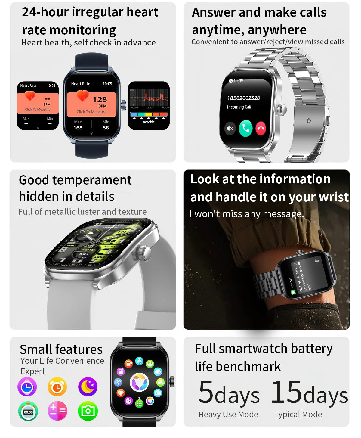 2.01-inch Curved Screen Smart Watch Bluetooth Call Sports Waterproof Fitness Bracelet Wristwatch Clock Smartwatch for Men Women