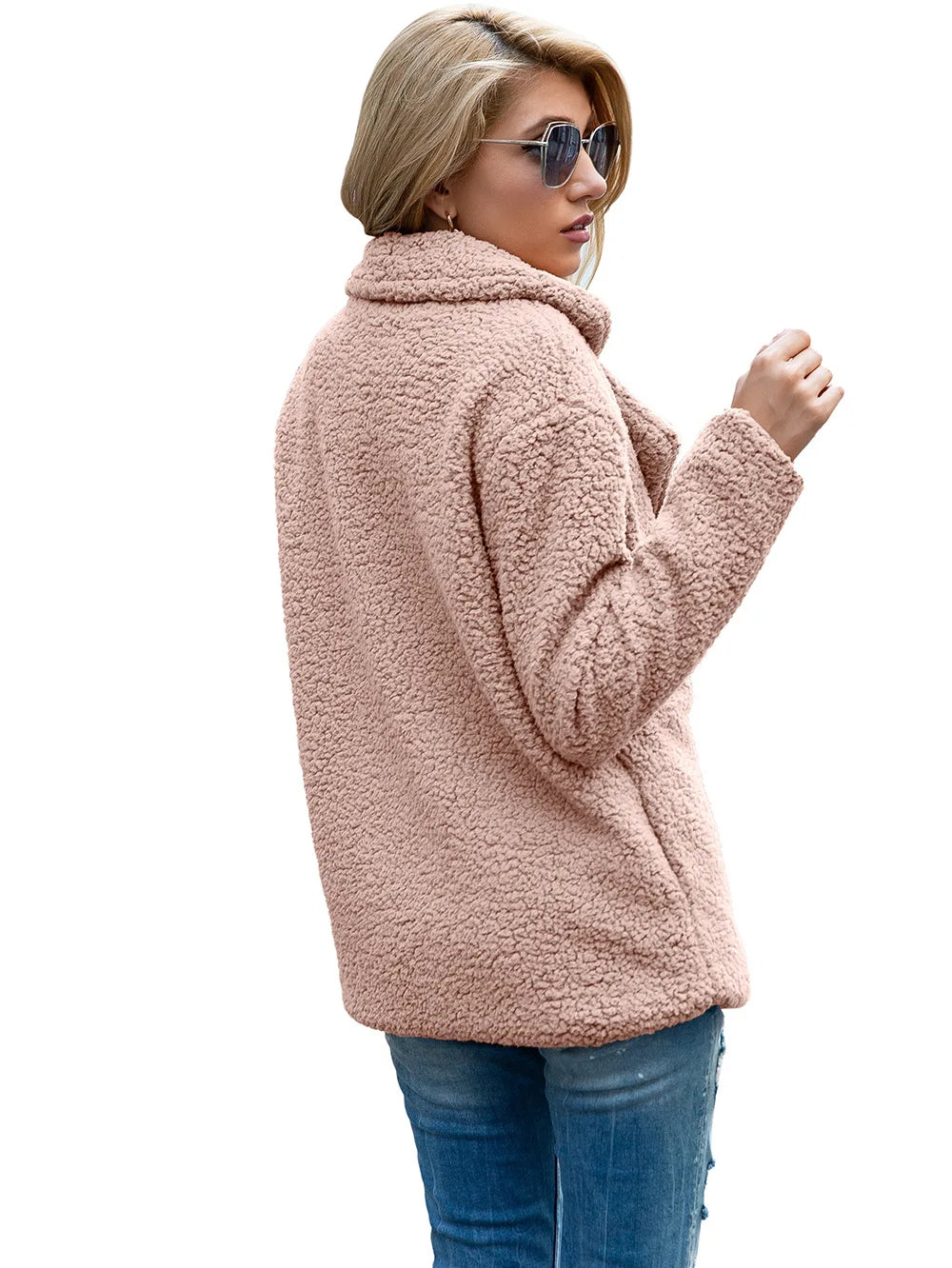 Elegant Faux Fur Cardigan Cashmere Women Coat Autumn Winter Warm Solid Women Jackets Plush Overcoat Casual Teddy Outerwear 22942