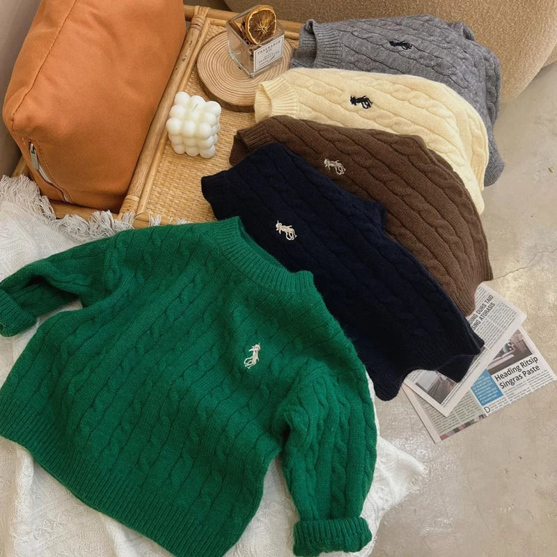 IYEAL primavera y otoño suéteres para niños niñas tesoro tejido Retro jerseys raglán chaquetas sueltas camisetas de algodón
