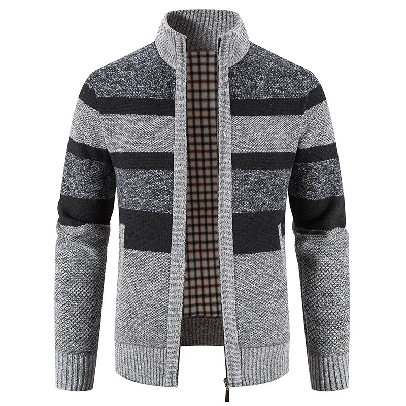 Autumn Winter Sweater Men Warm Cashmere Cotton Blended Pullovers Cardigan Men Fashion Casual Stand Collar Breathable Men Jackets