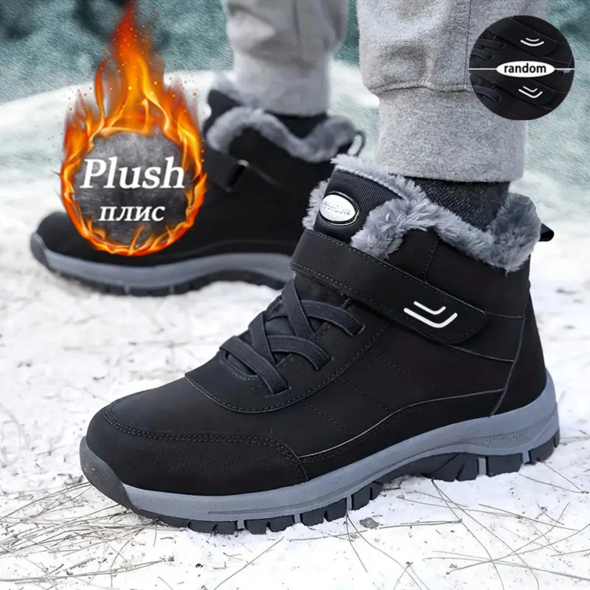 Fleece-Lined Warm Winter Snow Boots, Anti-Slip Shock-Absorbing, Stain-Resistant, Stylish Versatile Unisex Casual Shoes