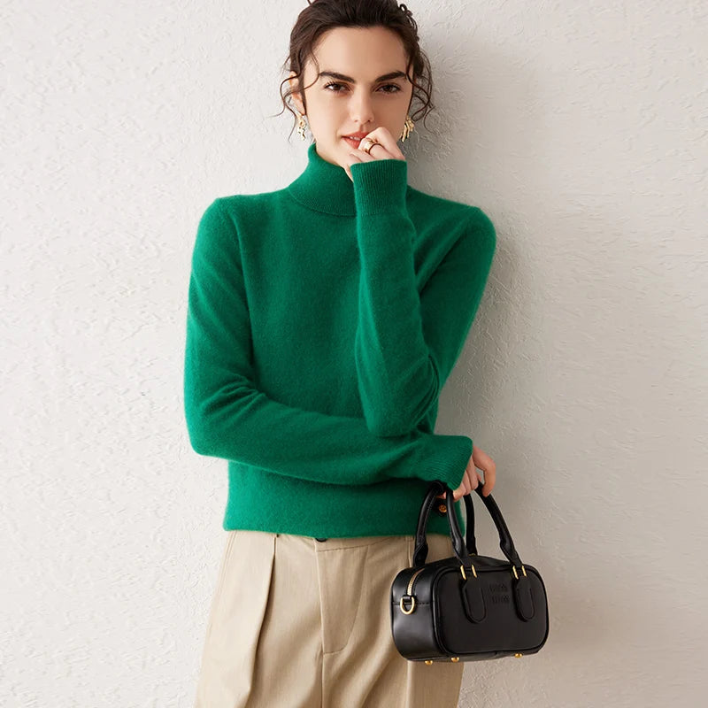 Ladies Sweater Cashmere Sweater Women Wool Turtleneck Knitwears 100% Cashmere Tops Long Sleeve Pullovers Jumpers Female Clothing