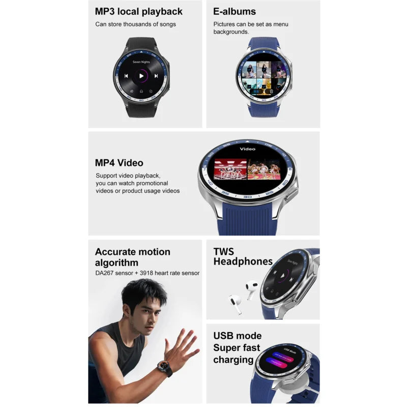 Dt Watch X Amoled 4Gb Rom Smart Watch Waterproof Men Women Smartwatch Bt Call Connect Earphone Tws Music 3D Ui Aod Mode Video