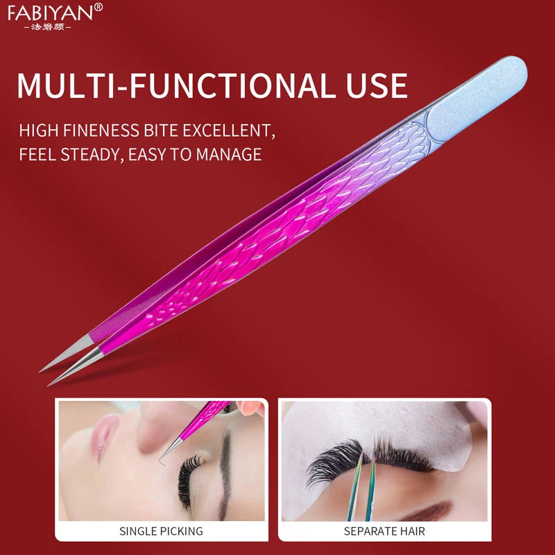 Straight False Eyelash Tweezers Stainless Steel High Precision Anti-static Eyelash Extension Tweezer Makeup Tool