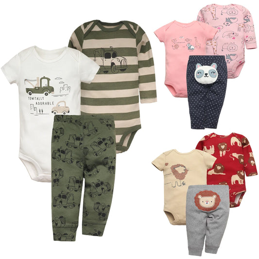 Monos y pantalones para bebé, ropa de algodón para recién nacido, conjuntos de ropa para niña de 0 a 24 meses, mono de verano, 3 uds.