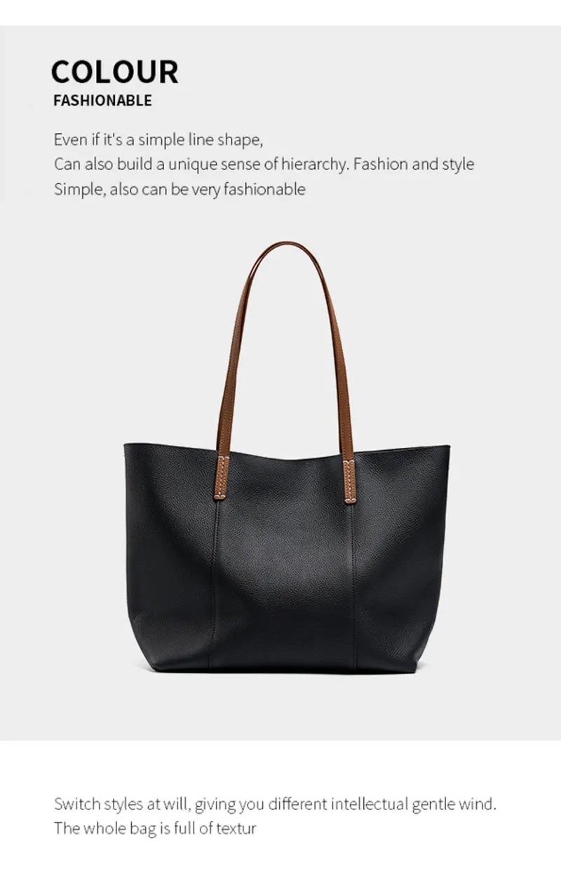 100% Genuine Leather Women's Tote Bags Luxury Designer Large Capacity Women Shoulder Bag Soft Cowhide Female Handbags 2378