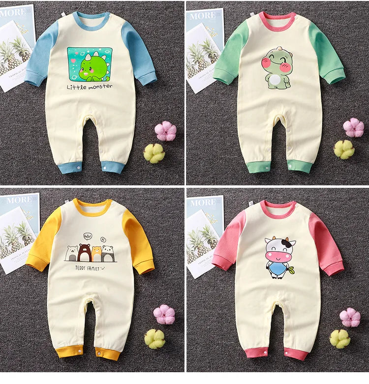 Newborn Baby Spring Autumn Romoers Long Sleeve Ha Clothes Baby Boys Girl New Year Costume For Baby Dinosaur Print Baby Clothes