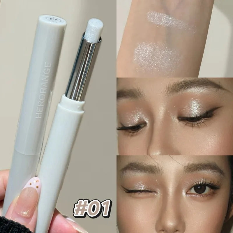 Punk Purple Metallic Eyeshadow Stick Waterproof Lasting Pearlescent Glitter Eye Shadow Highlight Eyeshadow Fine Shiny Eye Makeup