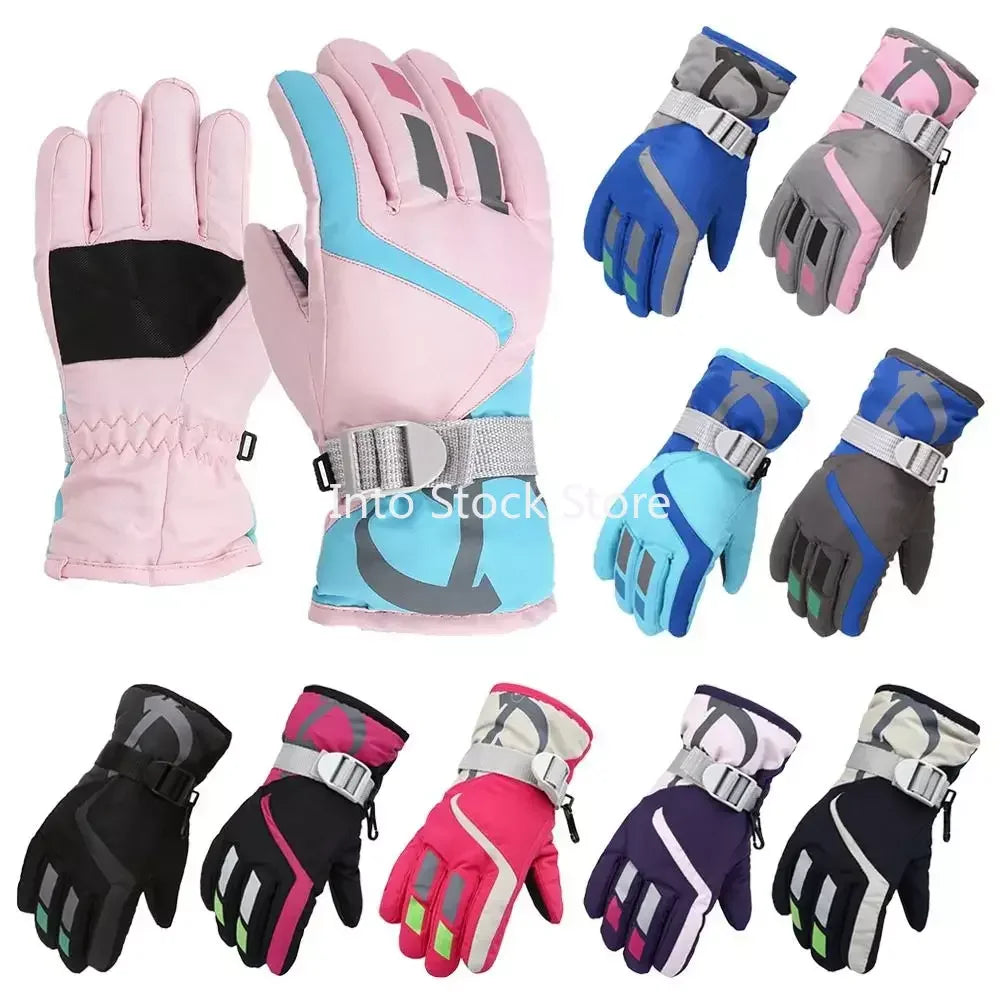 New Children Kids Warm Snow Gloves Boy Girls Ski Snowboard Mittens Windproof Waterproof Thicken Keep Warm Gloves Winter Must