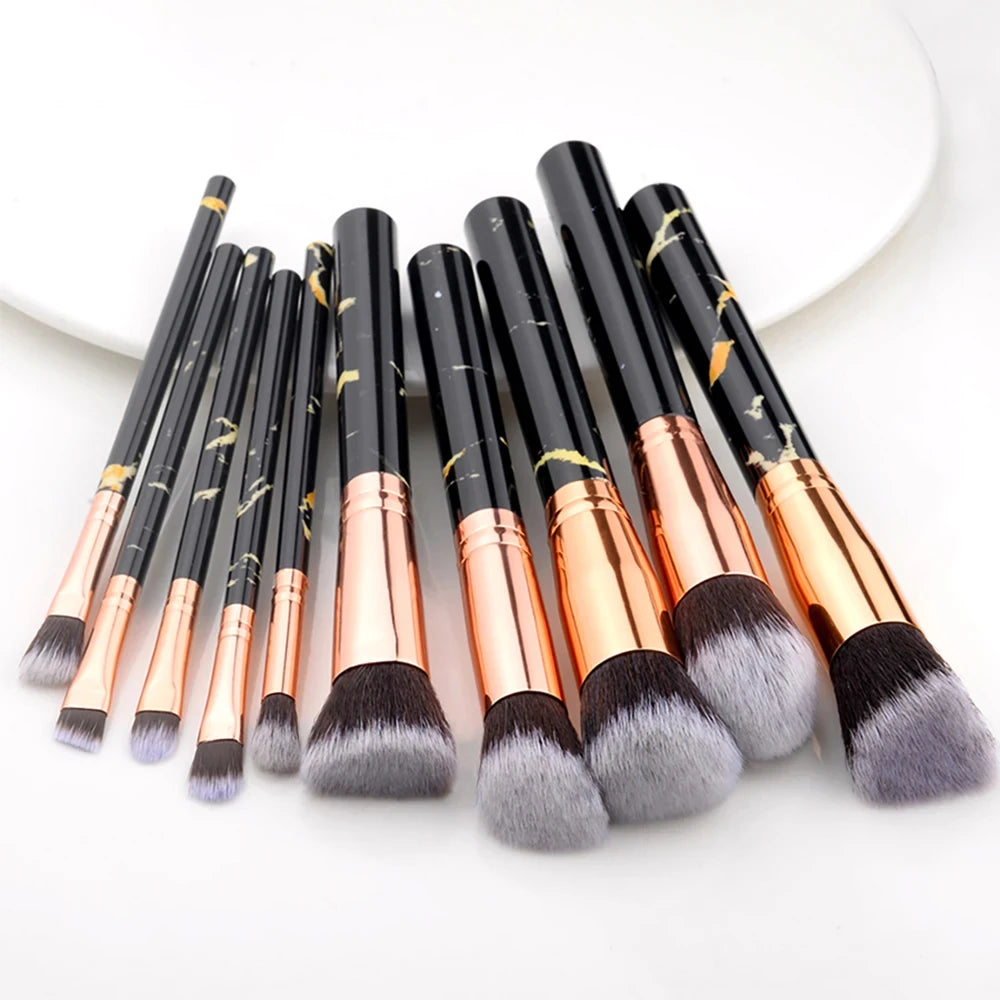 10PCS Makeup Brushes Set Eyeshadow Brush Angled Eyeliner Brush Fan Lash Brush Loose Powder Brush Makeup Tools