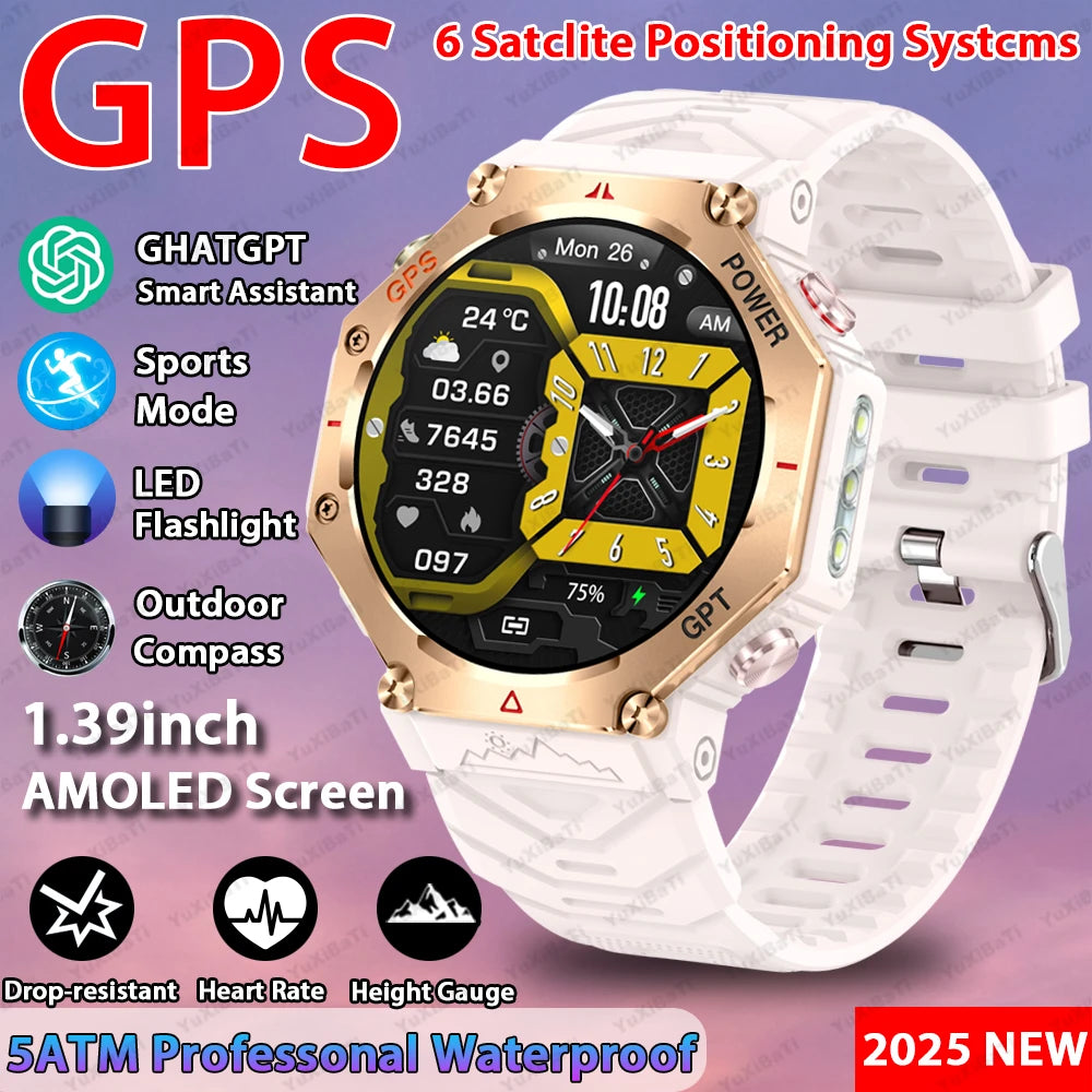 2025 New ChatGPT AI assistant Smart Watch 5ATM Waterproof GPS Built-in Dual-band GNSS Compass Sport Smartwatch Men Woman
