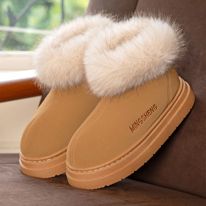 Winter Warm Shoes For Women Men Indoor Street Warm Snow Boots Soft Faux Fur Slip-on Style Girls Boys Short Boot Leisure Botas