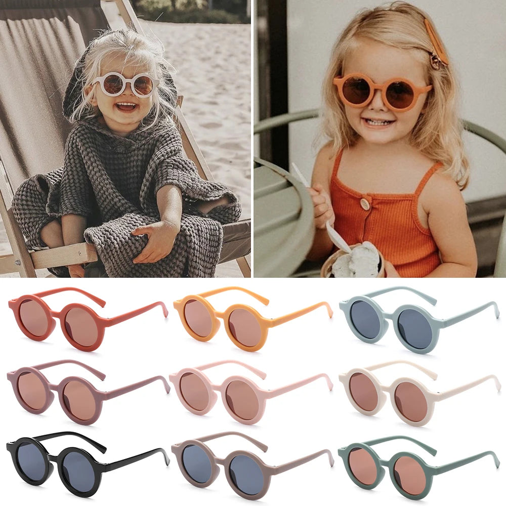 Girls Boys Round Frame Sun Glasses Kids Sunglasses Toddler Sunglasses Eyewear for Children Beach Protection Glasses