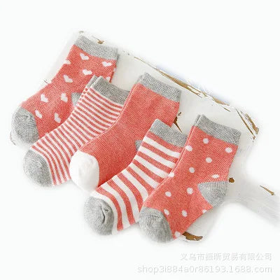 5Pairs Baby Socks Newborn Baby Boy Socks 0-6Years Kids Pure Cotton Animal Design Fadeless Soft Children's Socks for Girls