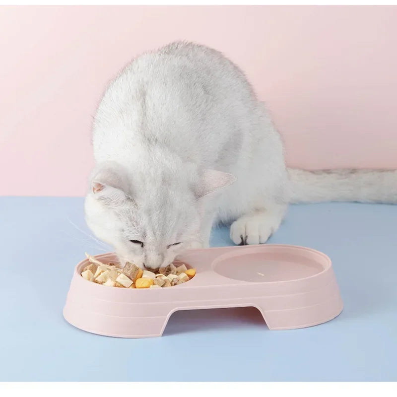 Macaron Pet Double Bowl Plastic Kitten Dog Food Drinking Tray Feeder Cat Feeding Pet Supplies Accessories Pet Products Dog Bowl