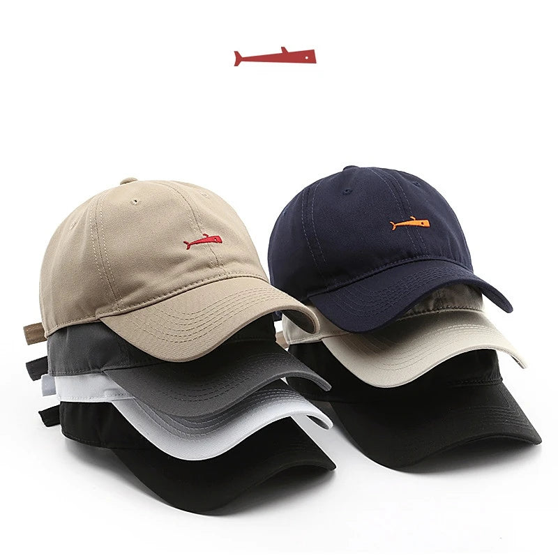 Simple Baseball Cap men Sebound Hat Whale Embroidery Casual Hat Cotton Soft Top Cap New Boy Girl Couples With The Same Hats