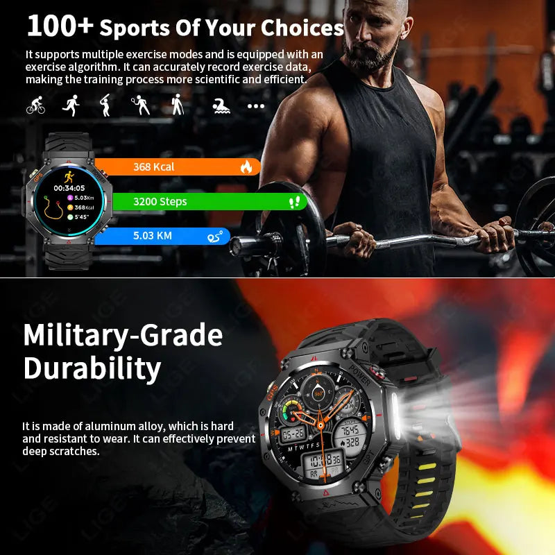 New GPS Positioning Smart Watch Men GPT AI Voice Assistant Bluetooth Call 3ATM Waterproof Compass Outdoor Sports Smartwatch 2025
