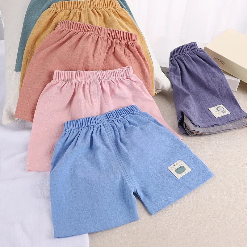 Kids Summer Shorts Boys Girls Korean Style Cotton and Linen Short Pants Toddler Little Children Cute Shorts