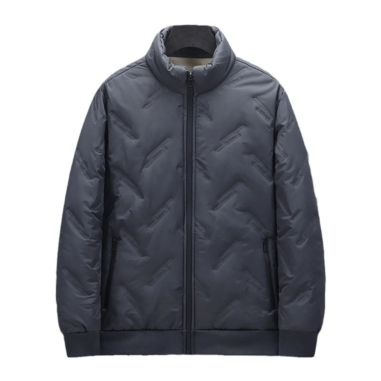 Men's Lamb Fleece Jackets Autumn Winter Casual Short Cardigan Coat Simple Comfy Solid Color Small Stand Collar Zipper Jackets