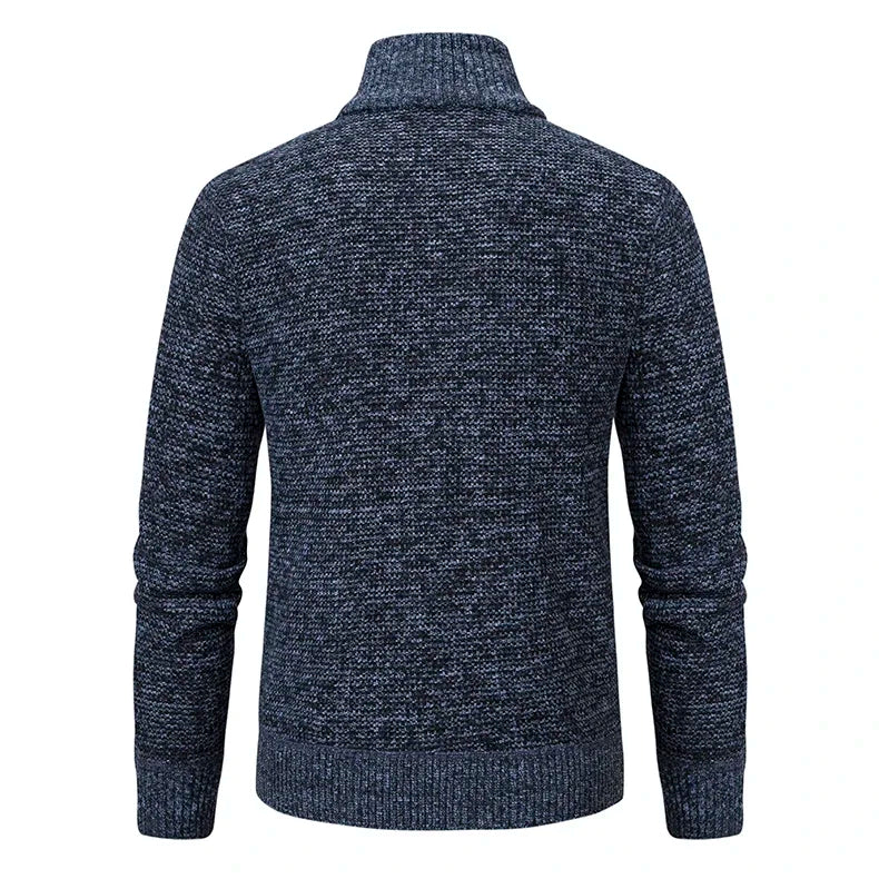 Men Jackets Fleece Cardigan Winter Contrast Splice Knittde Sweater Breathable Thicken Warm Stand Collar Casual Coat Sweater Mens