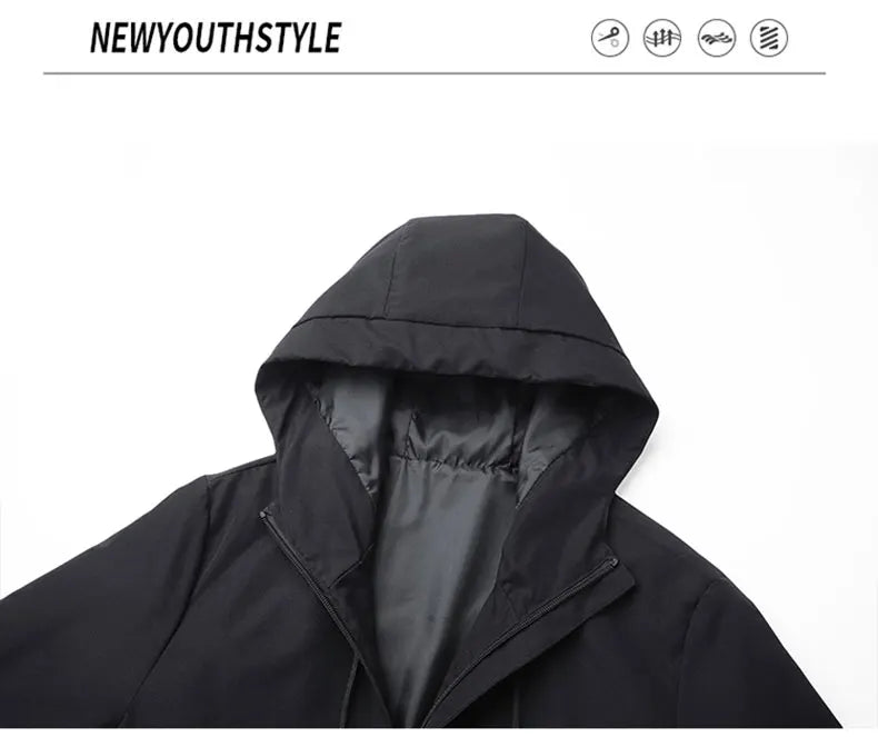 Men Hiking Jacket Spring Autumn Streetwear Fashion Hooded Jacket Casual Zip Up Loose Coat Outdoor Jogging Activewear Windbreaker