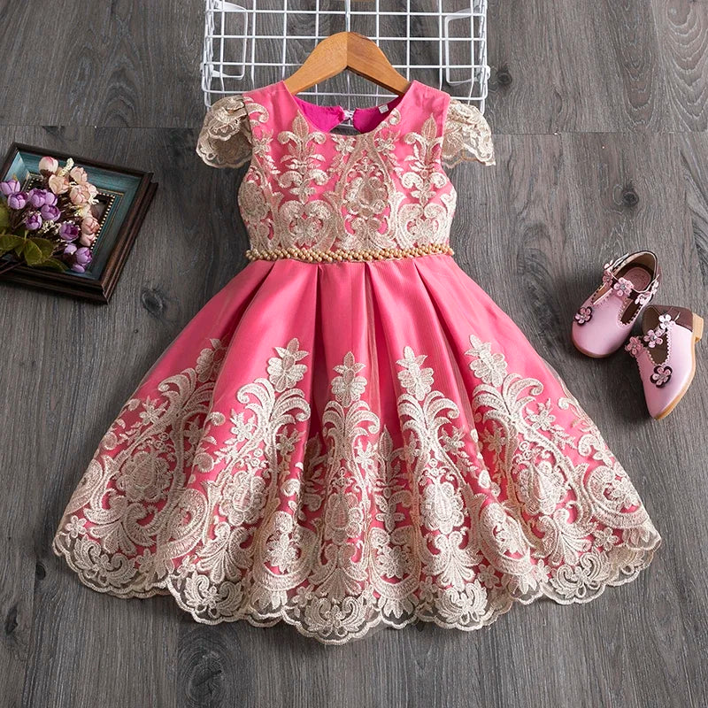 Snow White Princess Flower Dress for Baby Girls Kids Birthday Formal Gala Costumes Baby Girls Christmas Luxury Backless Clothes