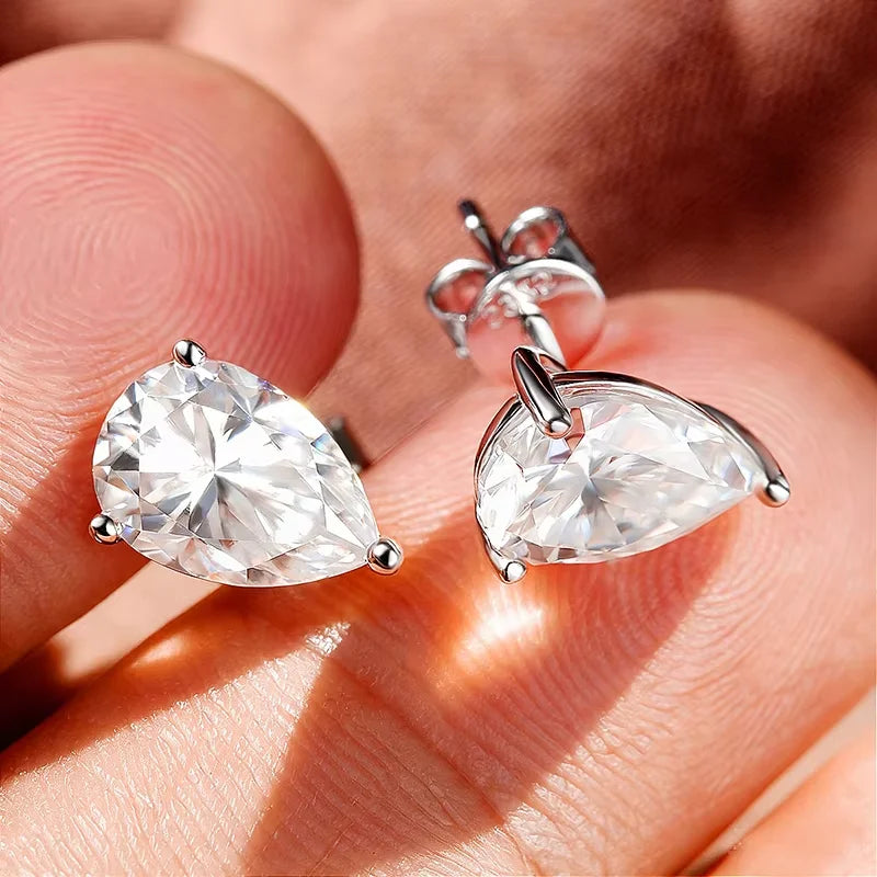 Smyoue 1-4CT Pear Cut Full Moissanite Jewelry Sets for Women Wedding Party Bride Female Sets Lab Diamond S925 Sterling Silver