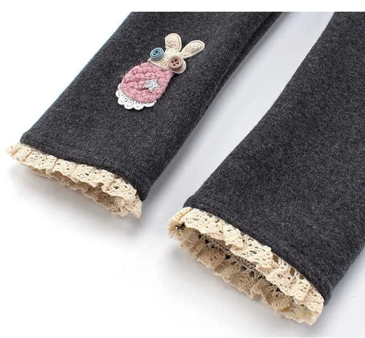 Girls Thermal Leggings Autumn Winter Kids Cute Rabbit Simplicity Tight Warm Trousers Baby Children Skinny Pants Casual Bottoms