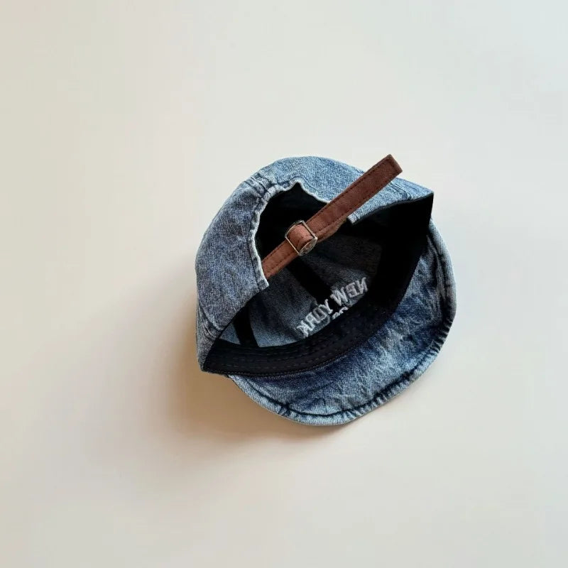 Infant Baby Basaball Cap American Style for Boy Girl Fashion Denim Blue Color Peak Cap for Toddler Travel Outdoor Sunshade Hat