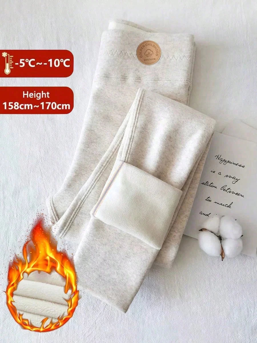 Women's Winter Leggings Thermal Velvet Cotton Slimming Tights with Fleece Pant Apricot Stretch Gray Thick Warm Thermo Leggings