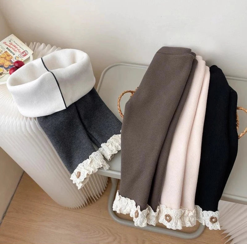 Baby Girls Pants Kids Lace Cute Simplicity Tight Trousers Spring Autumn Winter 1-6 Years Old Winter Children Leggings Trousers