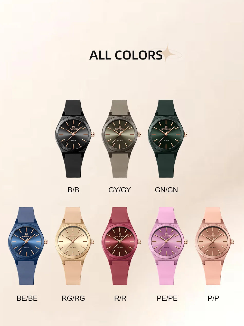 NAVIFORCE 2025 Women Fashion Watches Quartz Watch Sports Silicone Strap Ladies Wristwatches Simple Clock Gift relogios feminino
