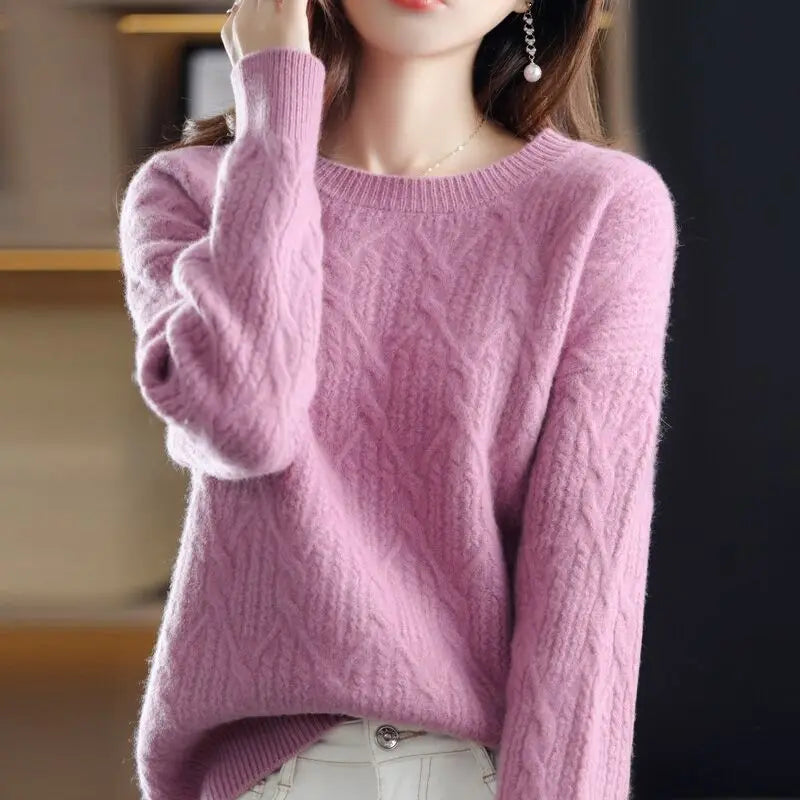 Fashion Loose Cashmere Women Sweater Autumn Winter Soft Warm Long Sleeve Solid Jumper Knitted Sweaters for Female Pullover Tops