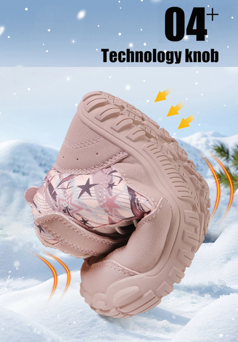 New Parent-child Winter Boots Men and Women Snow BareFoot Outdoor Non-slip Warm Fur Casual Boys/girls Sneakers Kid's Ankle Boots