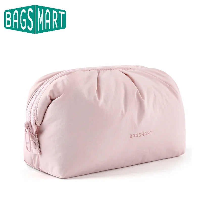 BAGSMART Makeup Bag Large Capacity Cosmetic Bags for Women Wide-open Make Up Pouch Travel Essentials Toiletries Accessories