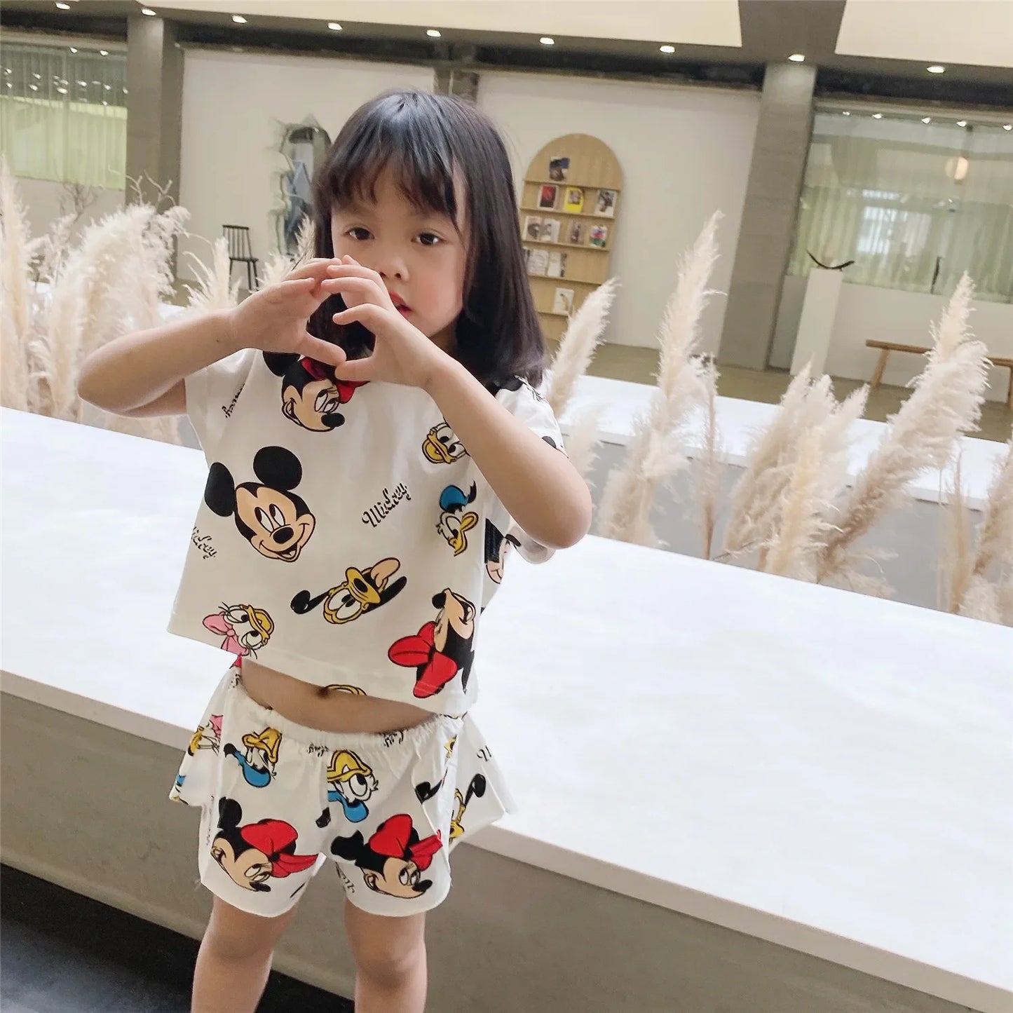 Summer Children Clothing Sets Boys Girls Cartoon Mickey Print Casual T-shirt Shorts 2pcs/Set Outfit Kids Clothes Suit Tracksuits