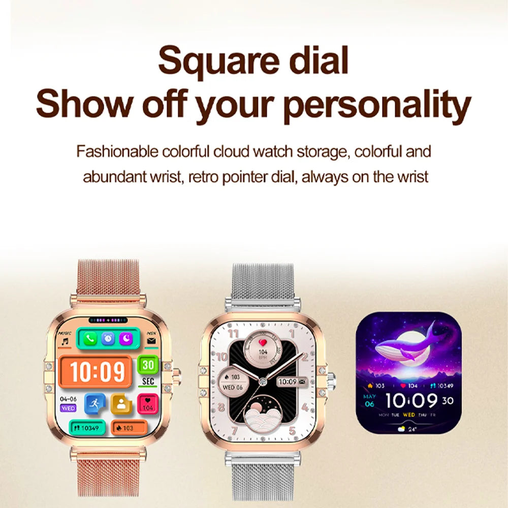 2026 best-selling women's smart watch, 1.75in, AMOLED HD screen, voice control, NFC, breathing exercises, women's health, SOS