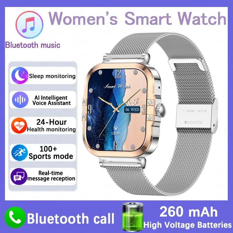 2026 best-selling women's smart watch, 1.75in, AMOLED HD screen, voice control, NFC, breathing exercises, women's health, SOS