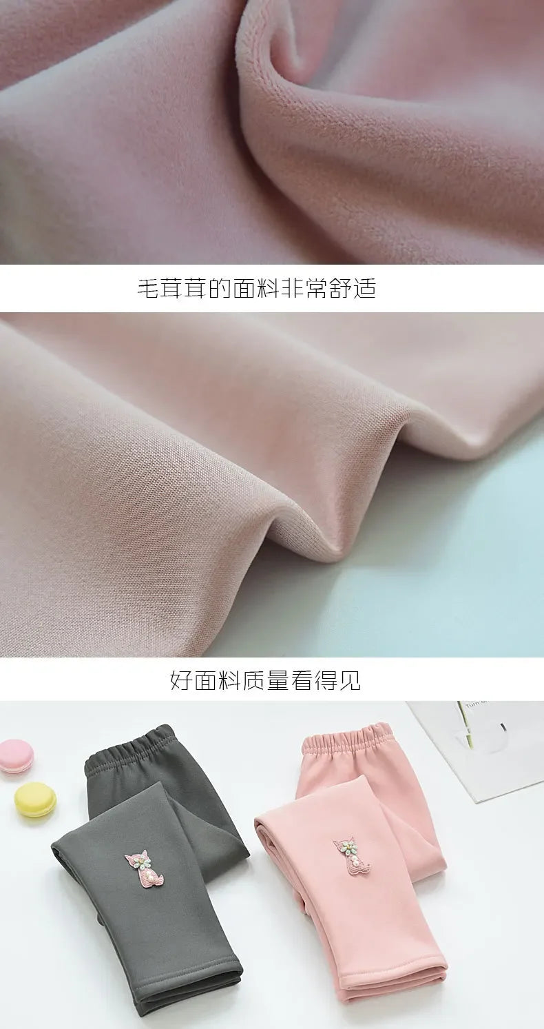 Kids Fleece-Lined Leggings - Thick Warm Pants for Girls, Winter Thermal Tights & Children's Bottoms Girls Leggings