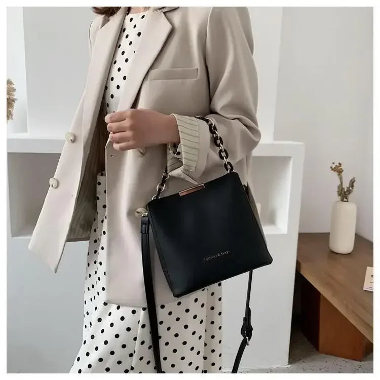 Women's Leather Fashion Senior Small Fresh Chain Bucket Bag Shoulder Crossbody Handbag Tote Bags for Women Bolsos Para Mujer
