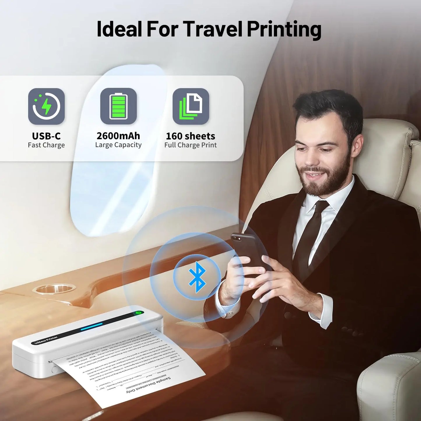 53-216mm Paper Printer M832 Portable Printer Wireless for Travel Mobile Office Bluetooth Thermal Printer Inkless Mobile Printer