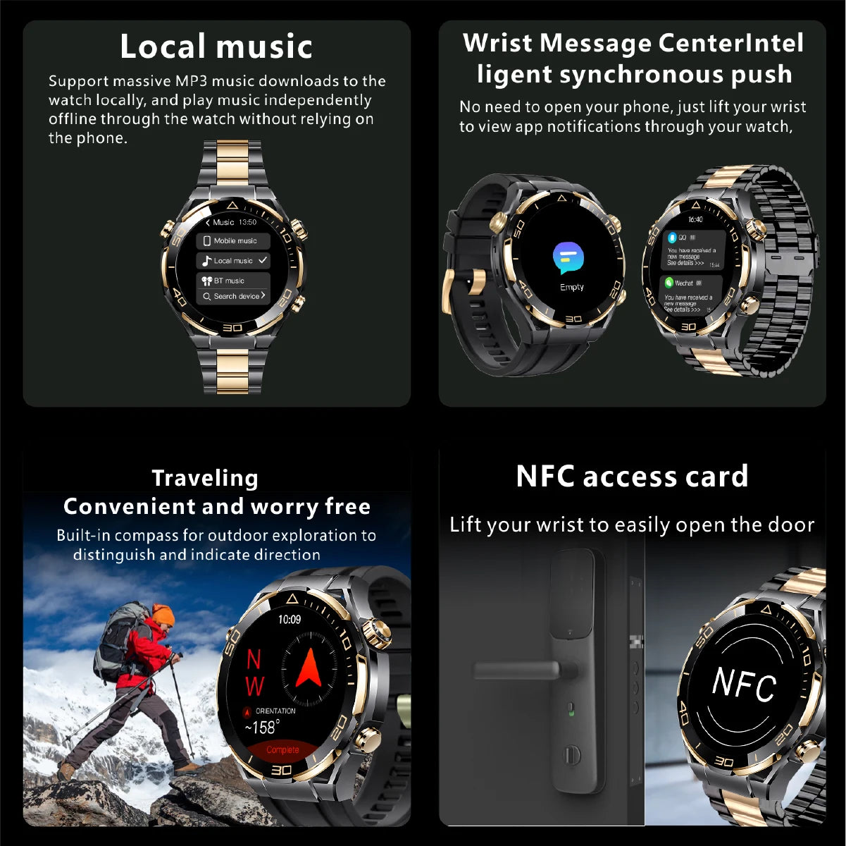 2024 For Huawei Xiaomi Men's Smartwatch Bluetooth Call 1.62" 480*480 AMOLED HD Screen 4GB ROM NFC Waterproof Women's Smartwatch