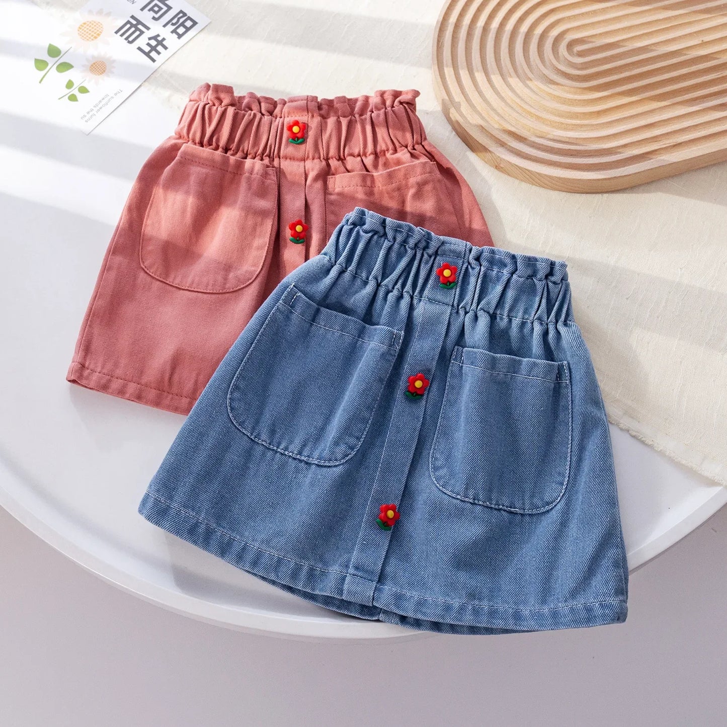 Baby Girls Jean Skirt Kids Ballet Skirts Toddler Flower Short Dress Party Costume Summer Children's Clothes Korean Style