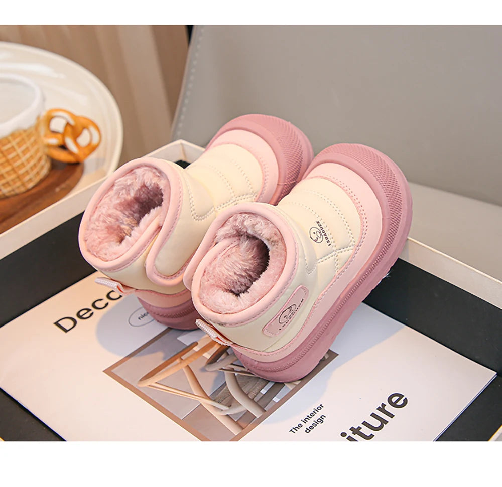 2025 New Winter Plush Snow Boots for Children Thick Warm Boy's Girl's Cotton Shoes Waterproof Kid's Winter Boots Velvet Shoe