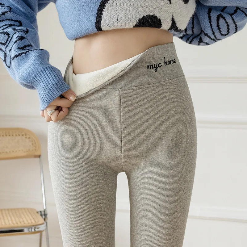 Winter Leggings For Women Thermal Underwear Solid Color Velvet Thicken Warm Pants High Waist Leggings Stretchy Leggings Trousers