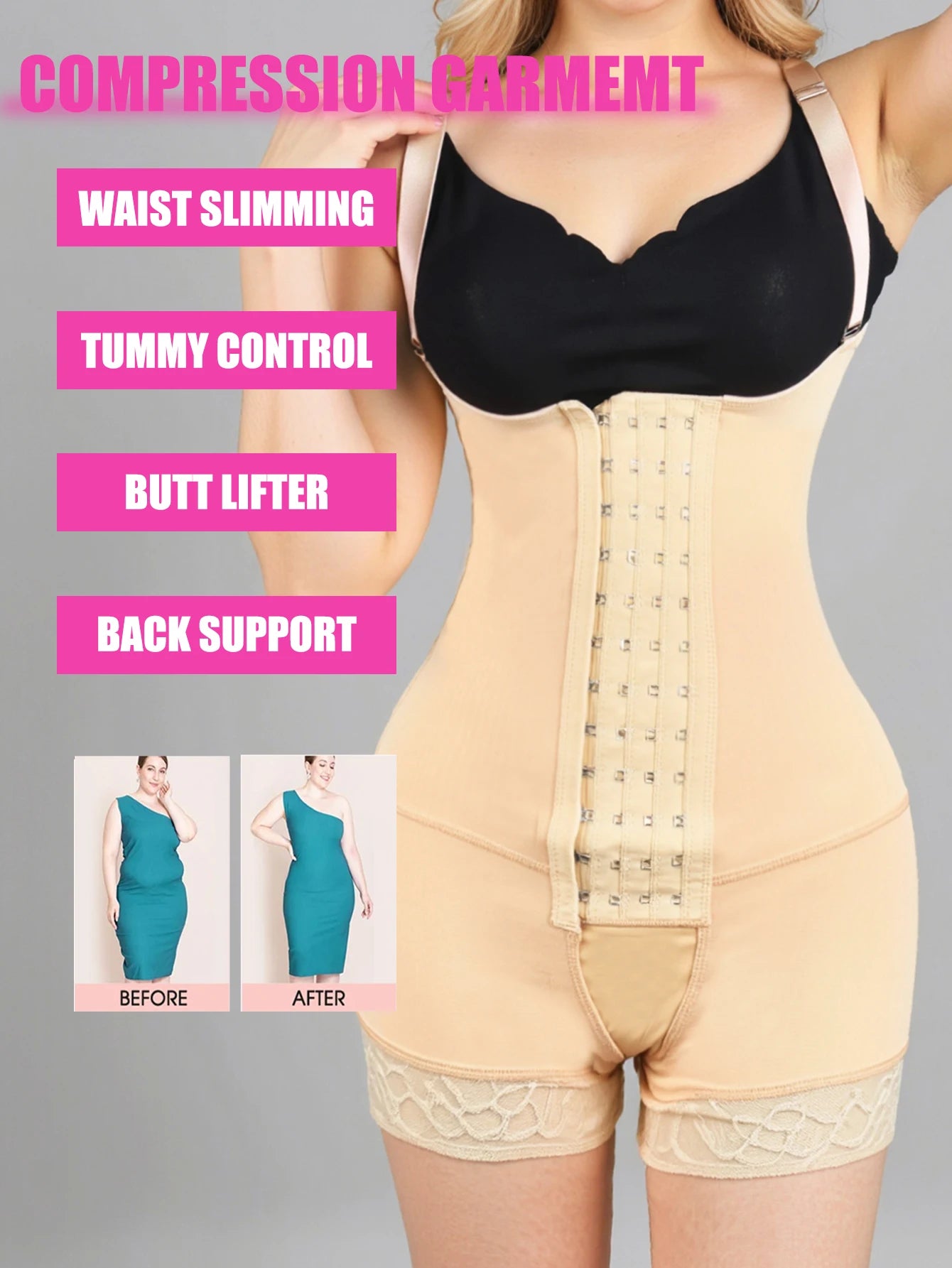 Women Compression Body Shaper Butt Lifter Fajas Colombianas Slimming Corset For  Post Surgery Slimming
