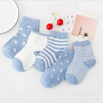 5Pairs Baby Socks Newborn Baby Boy Socks 0-6Years Kids Pure Cotton Animal Design Fadeless Soft Children's Socks for Girls