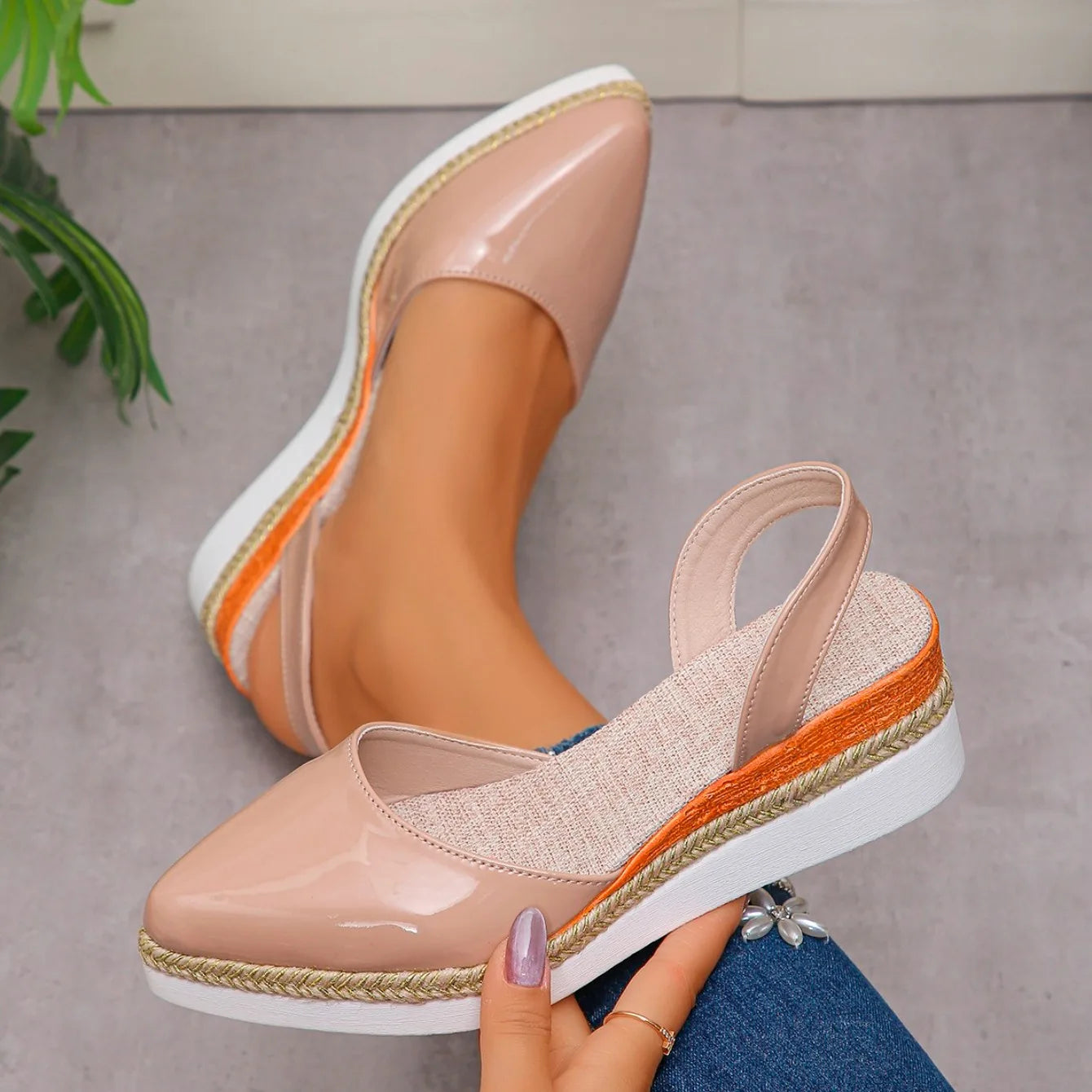 Women's Slingback Sandals 2026 Mid Heels Pointed Toe Closed Toe Sandals Wedge Breathable Casual Comfortable Shoes for Women