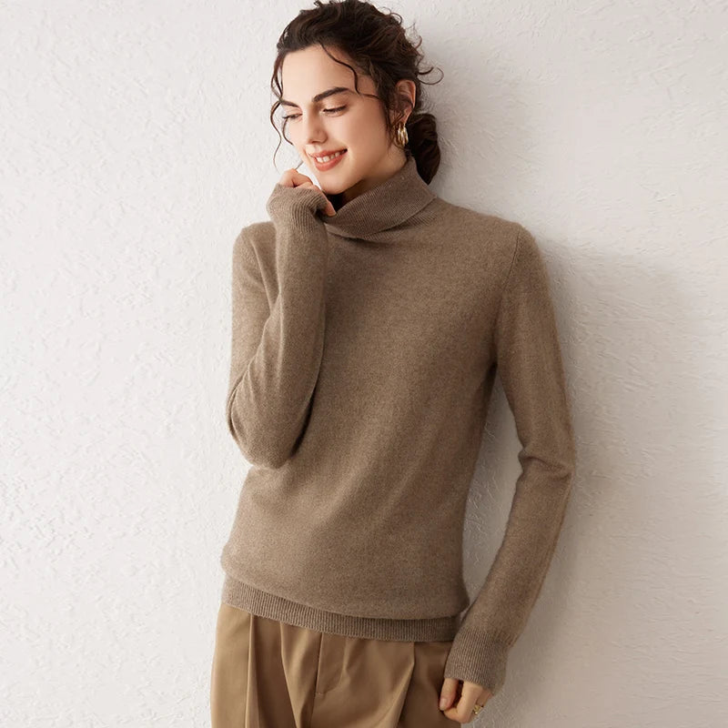 Ladies Sweater Cashmere Sweater Women Wool Turtleneck Knitwears 100% Cashmere Tops Long Sleeve Pullovers Jumpers Female Clothing
